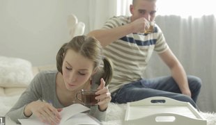 Gorgeous legal age teenager ends her afternoon tea with great fucking