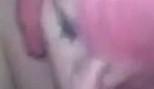 Pink haired doll engulfing my dick deepthroat like thirsty hooker